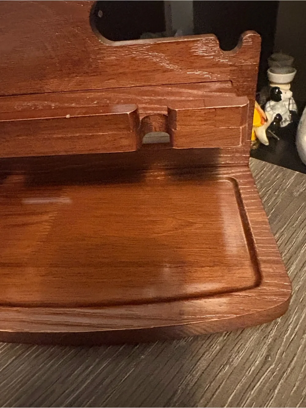Wooden organizer and valet station.